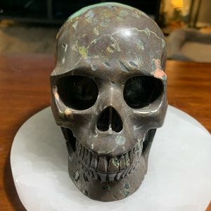 5" carved Plumite Jasper Skull